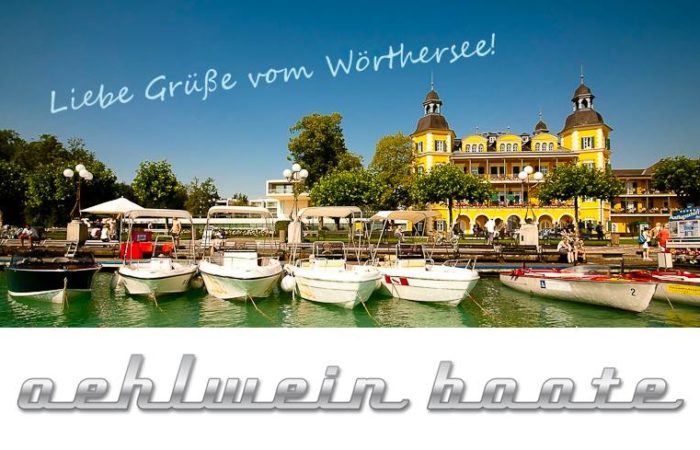 Willkommen bei Oehlwein Bootsverleih vor Schlosshotel in Velden am Wörthersee